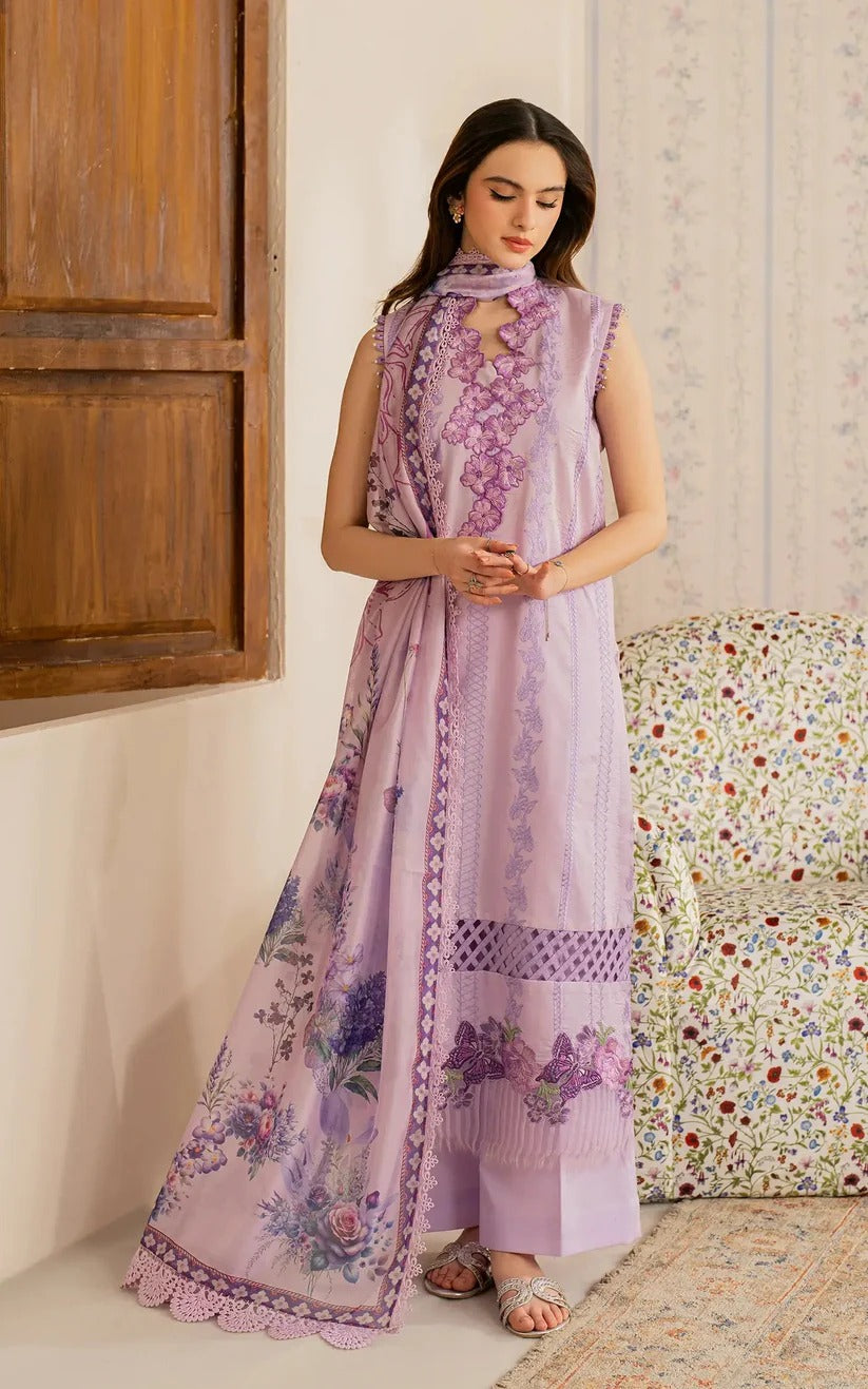 ASIFA NABEEL LAWN 3PC - LAWN EMB SHIRT WITH MONARK PRINTED DUPATTA AND LAWN DYED TROUSER | RP-3756