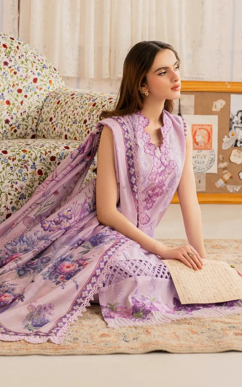 ASIFA NABEEL LAWN 3PC - LAWN EMB SHIRT WITH MONARK PRINTED DUPATTA AND LAWN DYED TROUSER | RP-3756