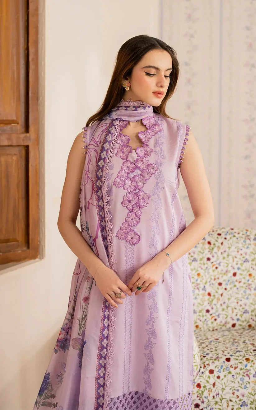 ASIFA NABEEL LAWN 3PC - LAWN EMB SHIRT WITH MONARK PRINTED DUPATTA AND LAWN DYED TROUSER | RP-3756