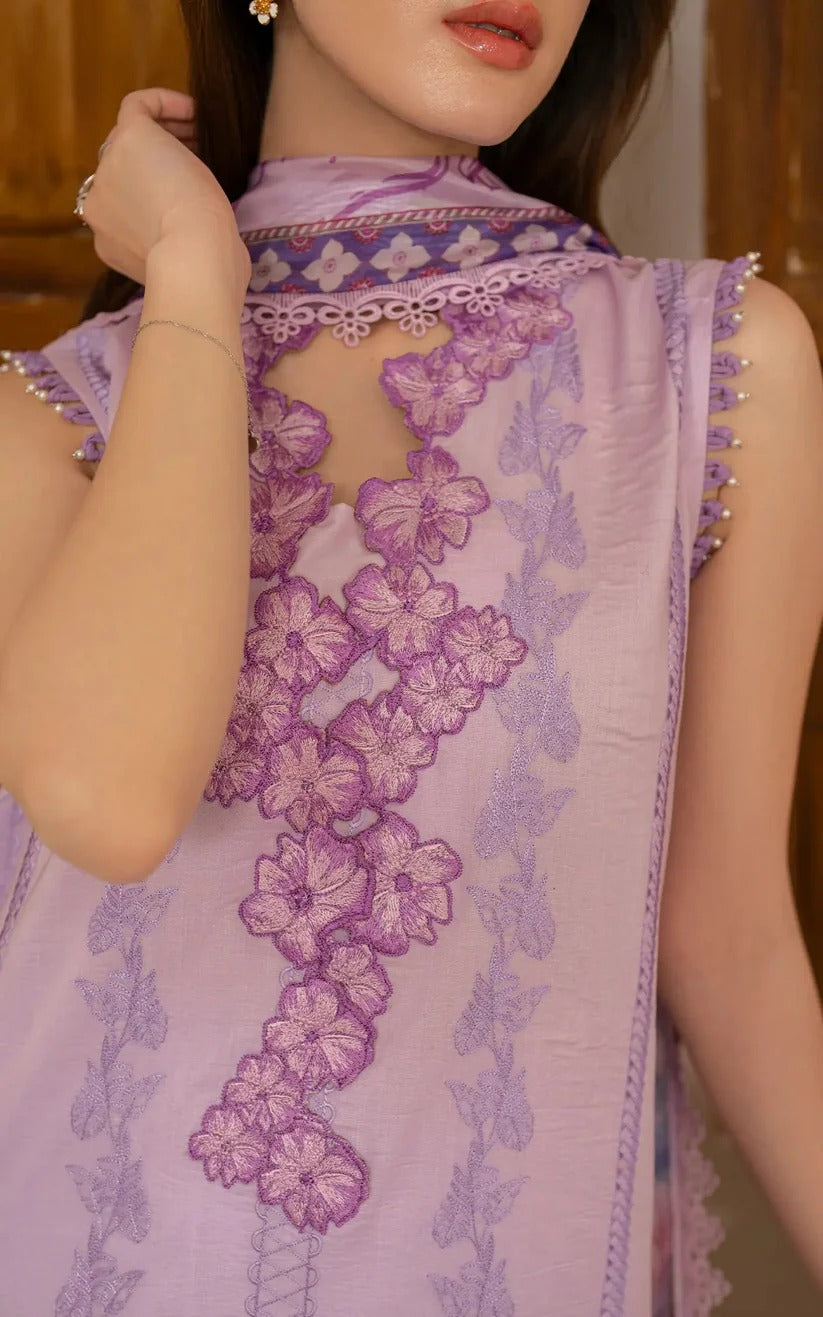 ASIFA NABEEL LAWN 3PC - LAWN EMB SHIRT WITH MONARK PRINTED DUPATTA AND LAWN DYED TROUSER | RP-3756