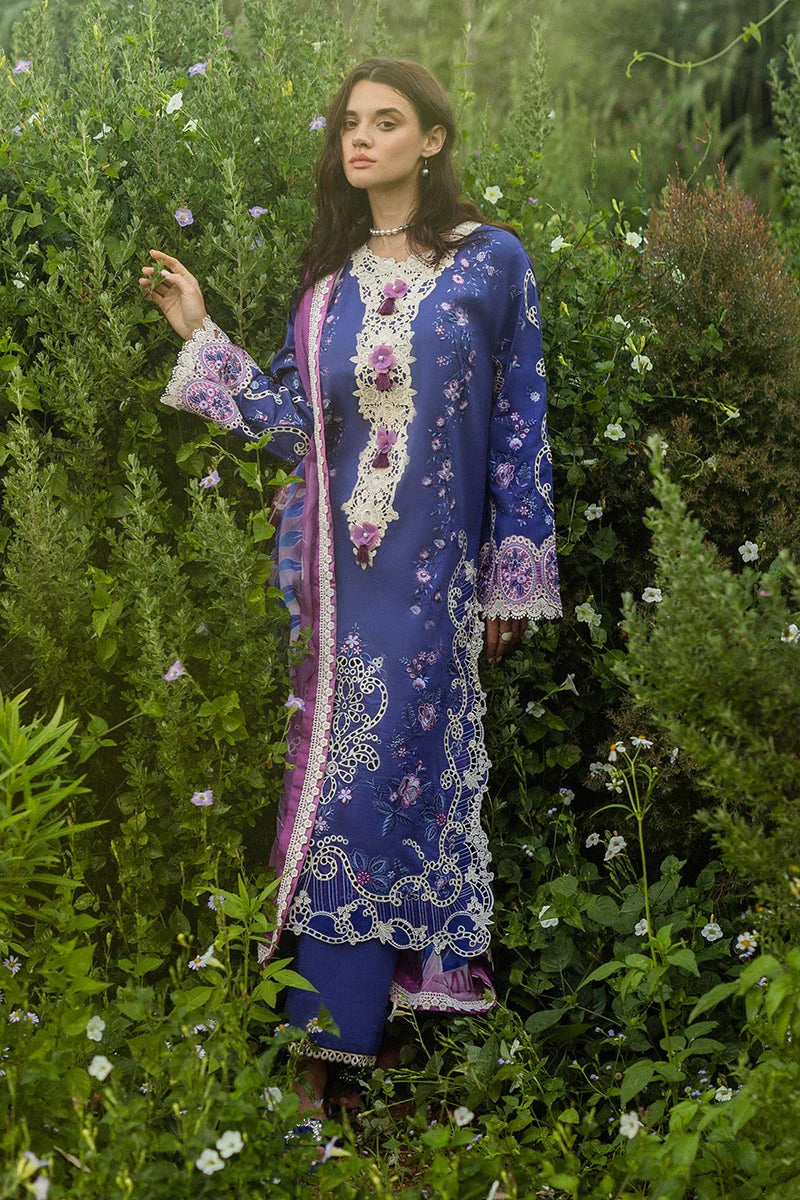 MUSHQ LAWN 3PC - LAWN EMB SHIRT WITH CHIFFON PRINTED DUPATTA AND LAWN DYED TROUSER | RP-3734