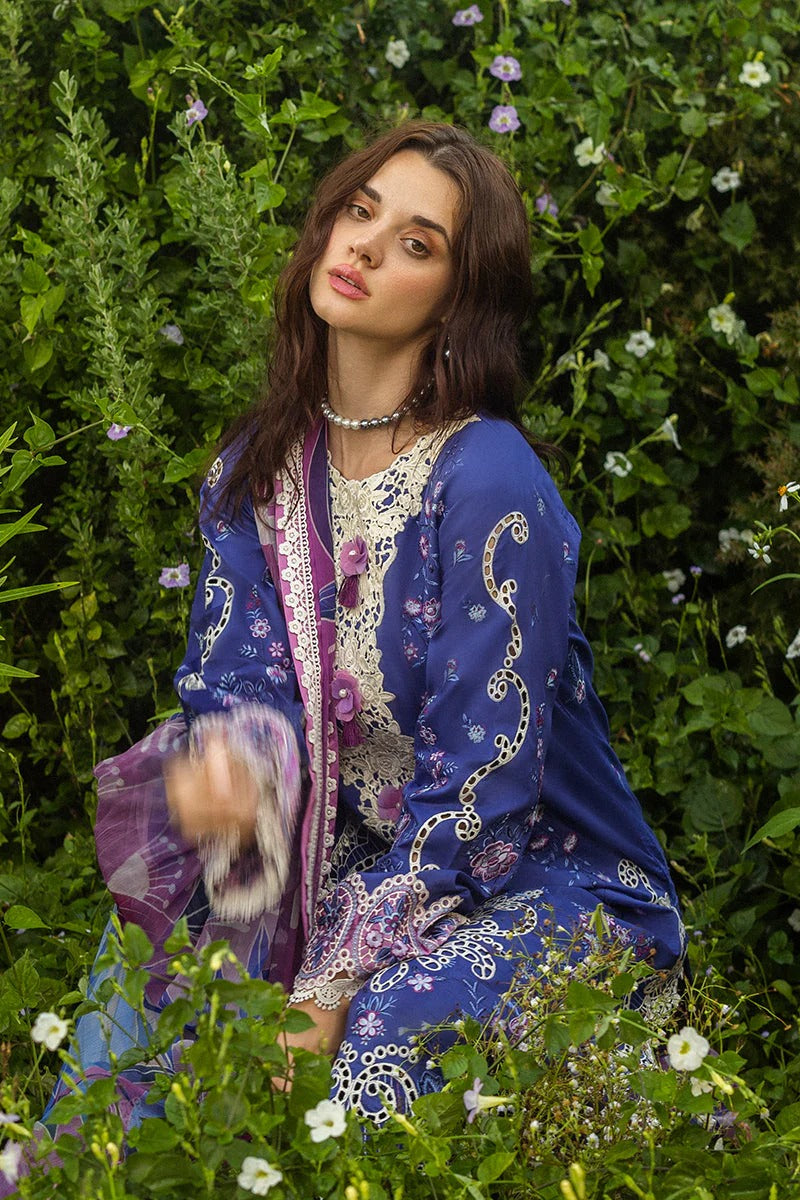 MUSHQ LAWN 3PC - LAWN EMB SHIRT WITH CHIFFON PRINTED DUPATTA AND LAWN DYED TROUSER | RP-3734