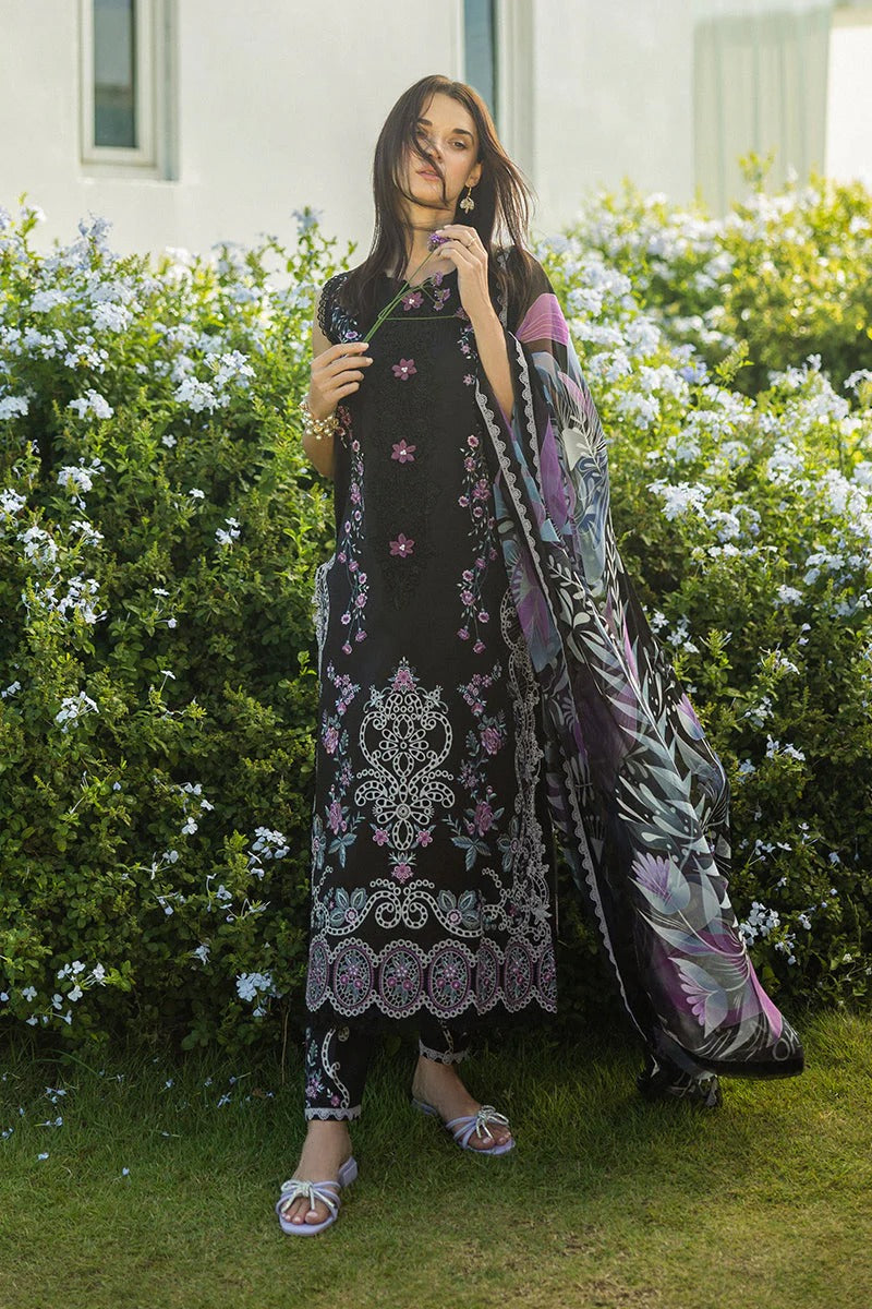 MUSHQ LAWN 3PC - LAWN EMB SHIRT WITH CHIFFON PRINTED DUPATTA AND LAWN DYED TROUSER | RP-3733
