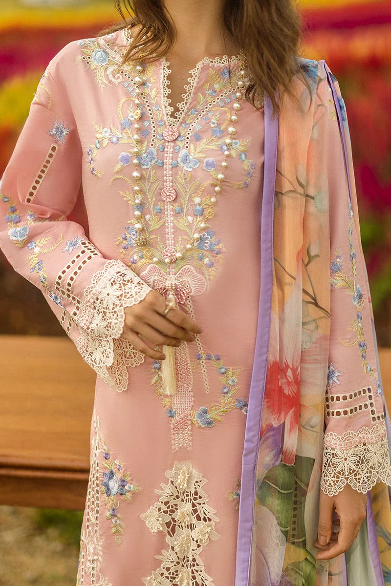 MUSHQ LAWN 3PC - LAWN EMB SHIRT WITH CHIFFON PRINTED DUPATTA AND LAWN DYED TROUSER | RP-3725