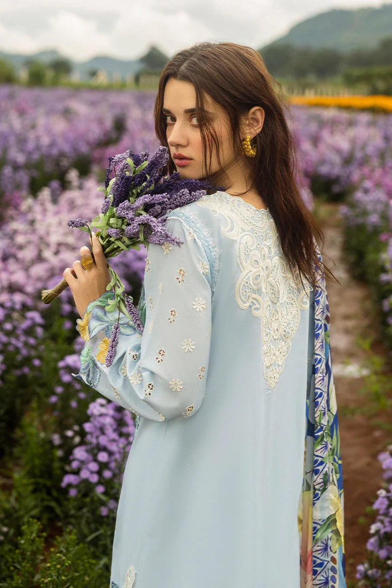 MUSHQ LAWN 3PC - LAWN EMB SHIRT WITH CHIFFON PRINTED DUPATTA AND LAWN DYED TROUSER | RP-3729