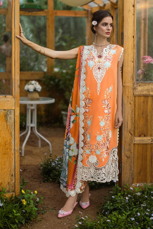 MUSHQ LAWN 3PC - LAWN EMB SHIRT WITH CHIFFON PRINTED DUPATTA AND LAWN DYED TROUSER | RP-3730