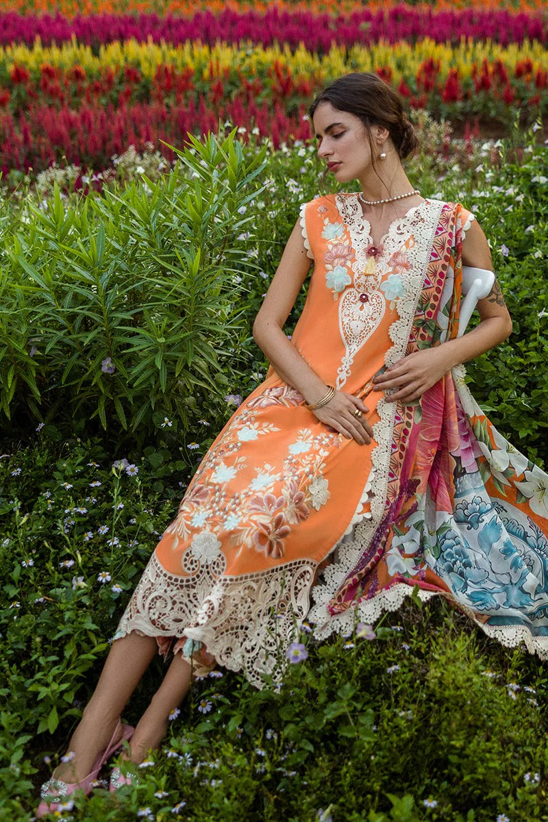 MUSHQ LAWN 3PC - LAWN EMB SHIRT WITH CHIFFON PRINTED DUPATTA AND LAWN DYED TROUSER | RP-3730