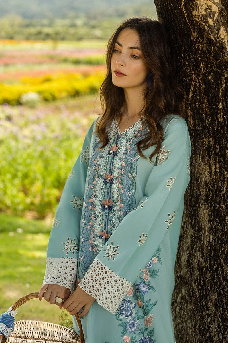 MUSHQ LAWN 3PC - LAWN EMB SHIRT WITH MONARK PRINTED DUPATTA AND LAWN DYED TROUSER | RP-3742