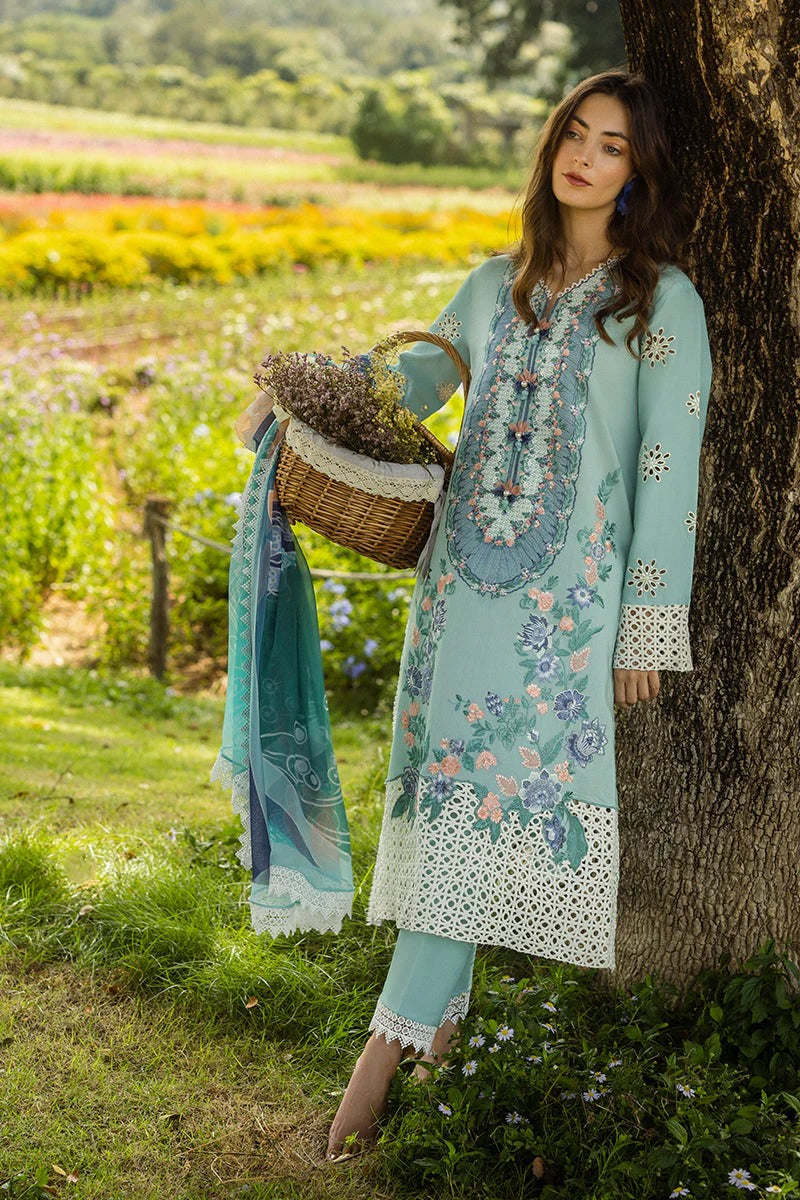 MUSHQ LAWN 3PC - LAWN EMB SHIRT WITH MONARK PRINTED DUPATTA AND LAWN DYED TROUSER | RP-3742