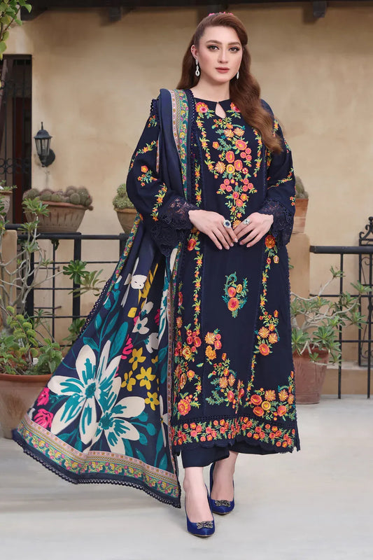 ASIM JOFA-3PC LAWN EMBROIDERED SHIRT WITH CHIFFON PRINTED DUPATTA AND TROUSER-RP-4669