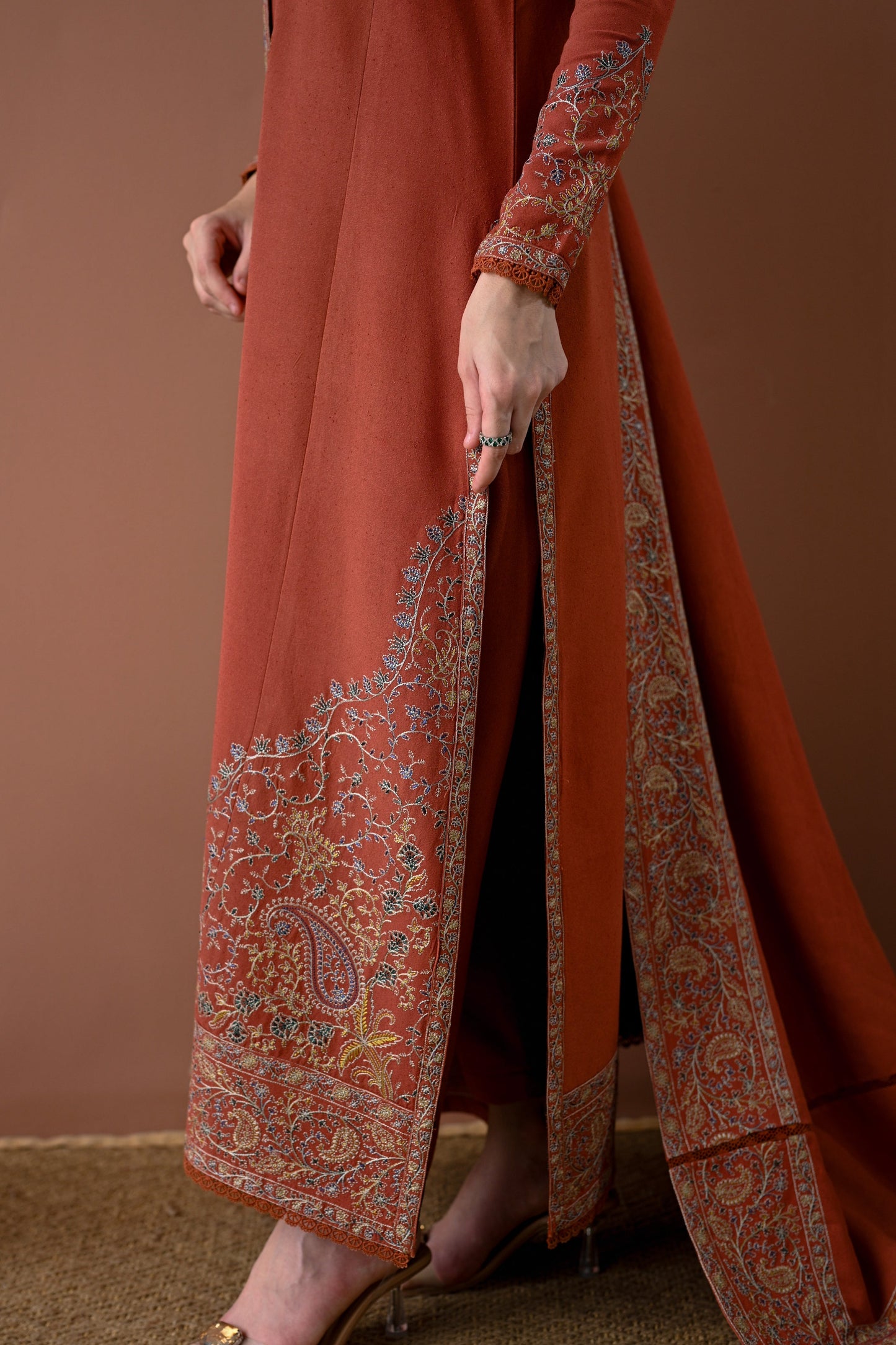 BATIK-3PC DHANAK EMBROIDERED SHIRT WITH DHANAK EMBROIDERED SHAWL AND TROUSER-BIC-4313
