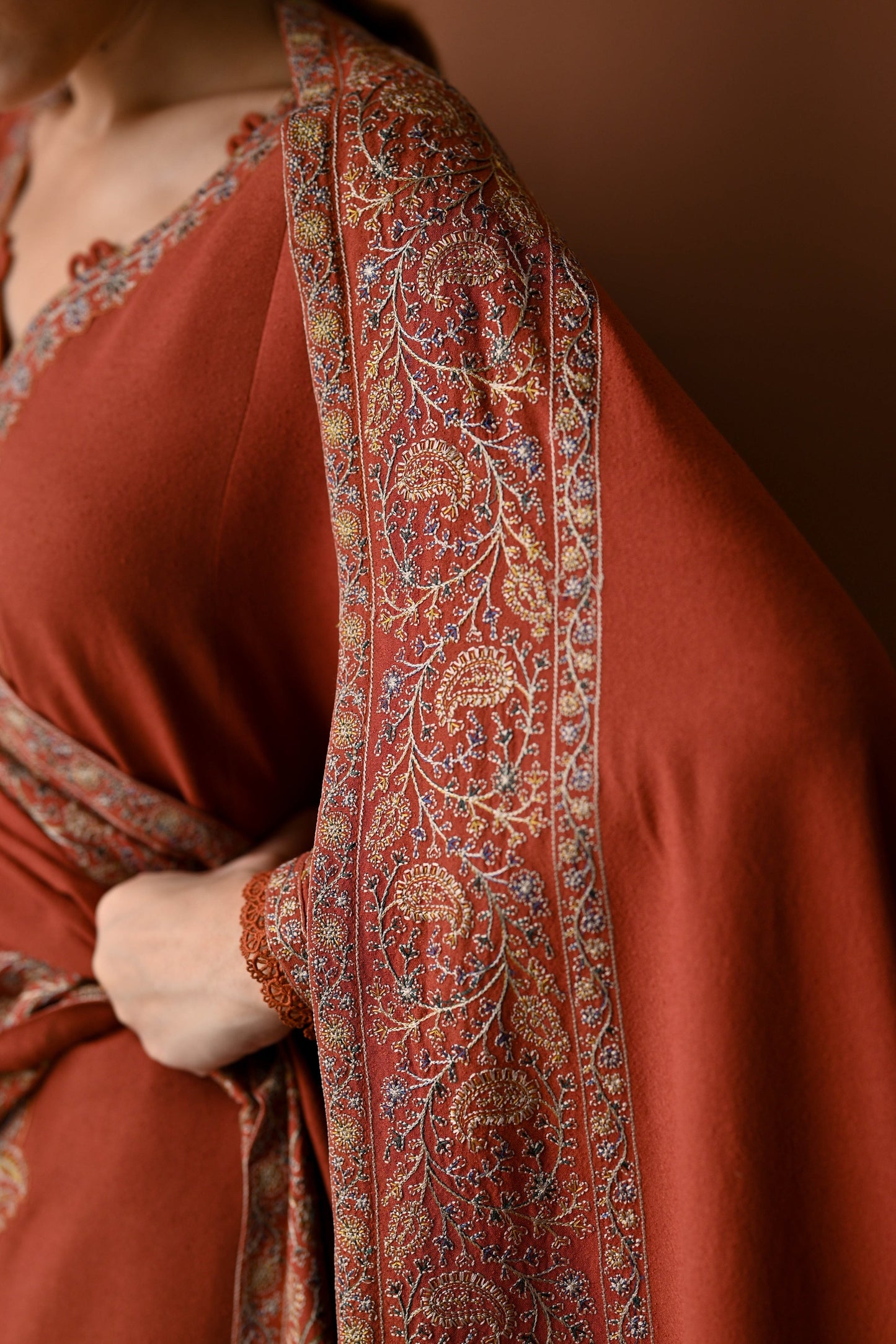 BATIK-3PC DHANAK EMBROIDERED SHIRT WITH DHANAK EMBROIDERED SHAWL AND TROUSER-BIC-4313