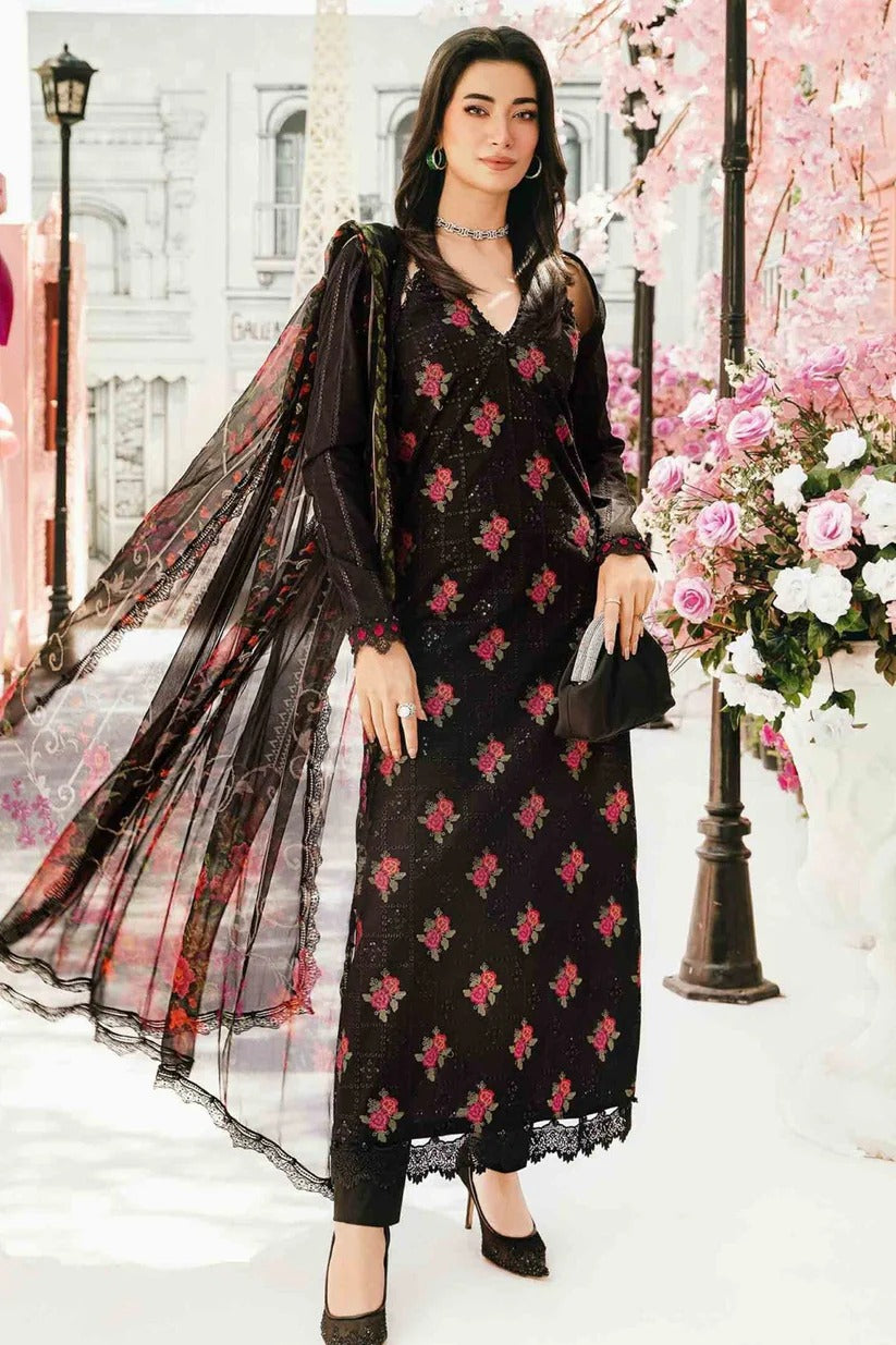 MARIA.B LAWN 3PC - LAWN EMB SHIRT WITH MONARK PRINTED DUPATTA AND LAWN DYED TROUSER | RP-3775