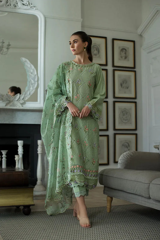 SOBIA NAZIR-3PC LAWN EMBROIDERED SHIRT WITH CHIFFON PRINTED EMB DUPATTA AND TROUSER-RP-4616