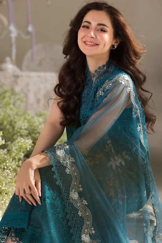 SOBIA NAZIR-3PC DHANAK CHIKAN EMBROIDERED SHIRT WITH COURTRAI PRINTED SHAWL AND TROUSER BIC-4096