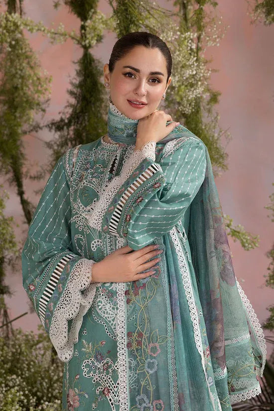 SOBIA NAZIR-3PC LAWN CHIKAN EMBROIDERED SHIRT WITH CHIFFON EMBROIDERED PRINTED DUPATTA AND EMB TROUSER -RP-4708