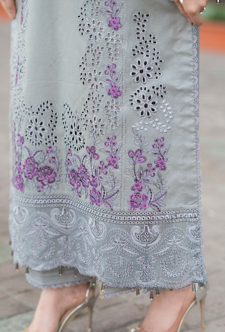 LIBAAS-3PC DHANAK EMBROIDERED SHIRT WITH CHIFFON EMBROIDERED DUPATTA AND TROUSER BIC-4069