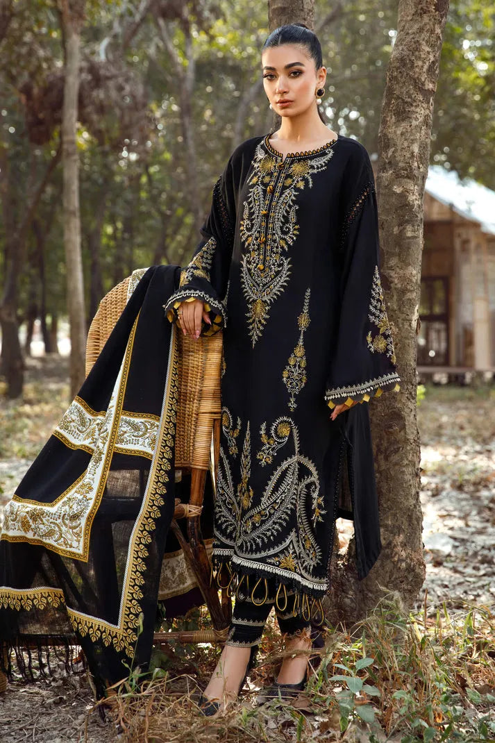 MARIA B -3PC KHADAR HEAVY EMBROIDERED WITH PASHMINA PRINT SHAWL -RP-3244