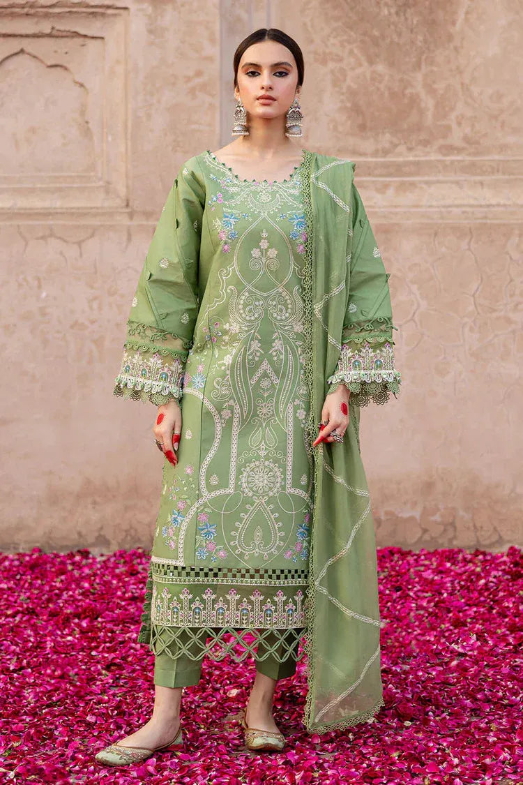 MAHNUR - 3PC LAWN EMBROIDERED SHIRT WITH CHIFFON EMBROIDERED DUPATTA AND TROUSER-BIC-4538
