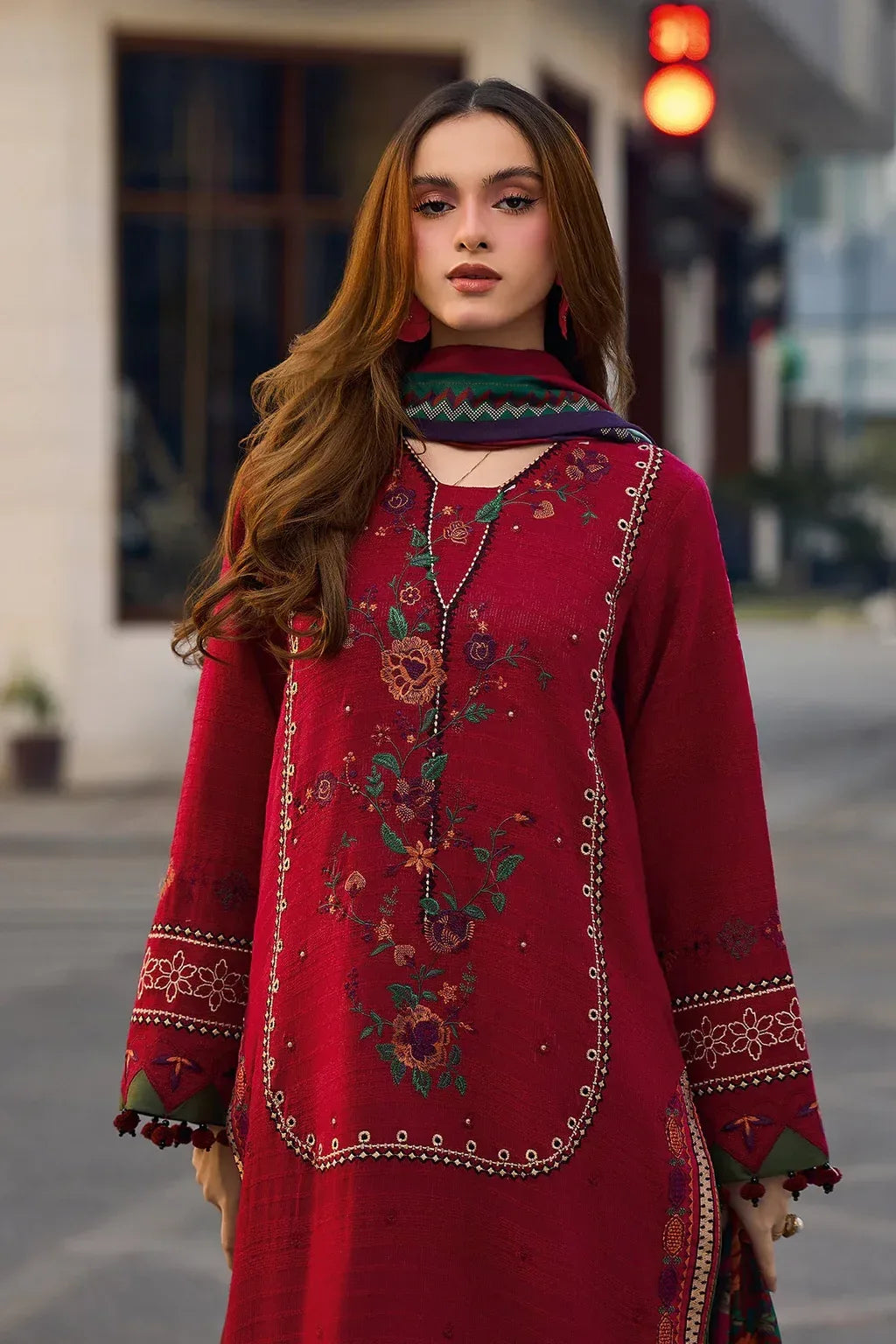 CHARIZMA-3PC LAWN EMBROIDERED SHIRT WITH CHIFFON PRINT DUPATTA AND EMB TROUSER-RP-4756 - Rang Pasand