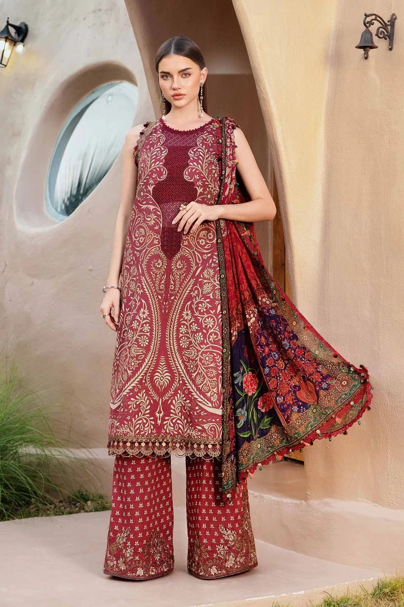 MARIA.B LAWN 3PC - LAWN EMB PRINTED SHIRT WITH CHIFFON PRINTED DUPATTA AND LAWN EMB PRINTED TROUSER | RP-2518