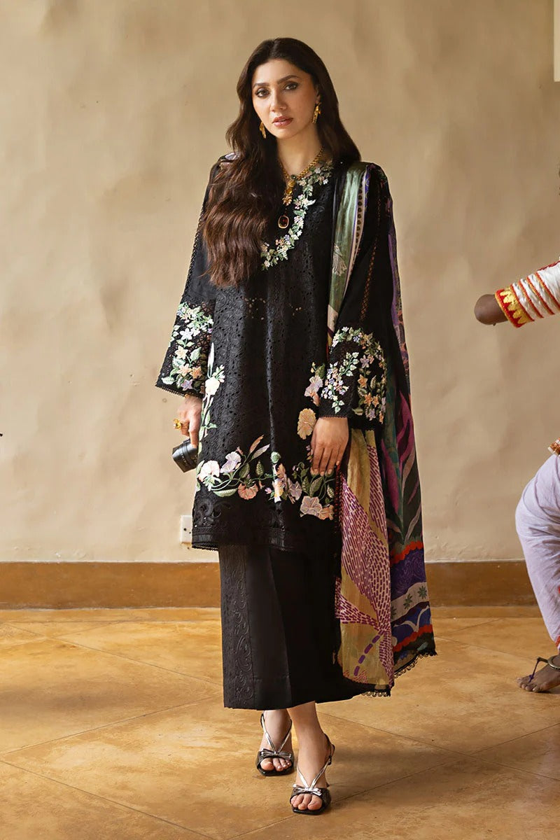 MUSHQ LAWN 3PC - LAWN EMB SHIRT WITH MONARK PRINTED DUPATTA AND LAWN EMB TROUSER | RP-3719