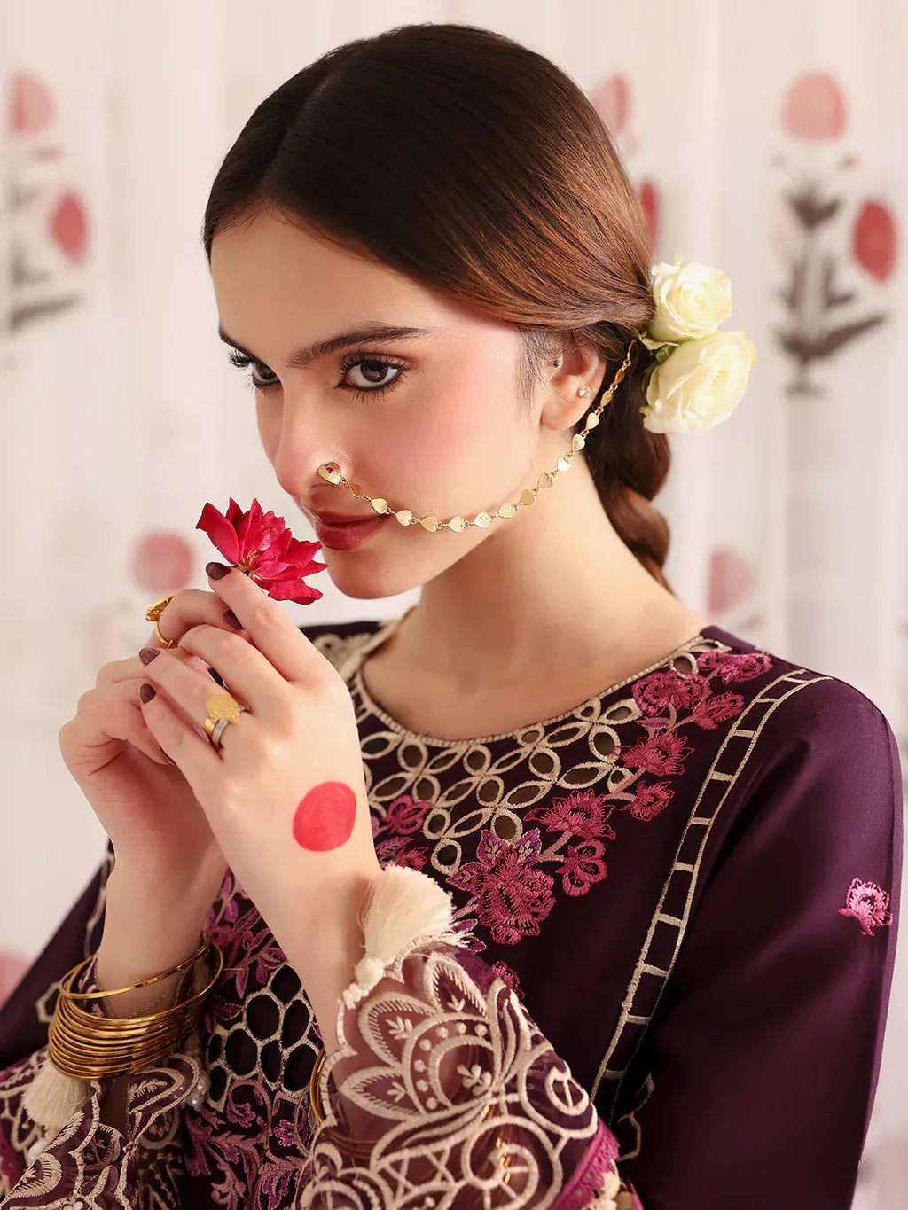 MAHNUR-3PC LAWN LASERWORK EMBROIDERED SHIRT WITH KHAADI NET EMBROIDERED DUPATTA AND TROUSER -RP-4691