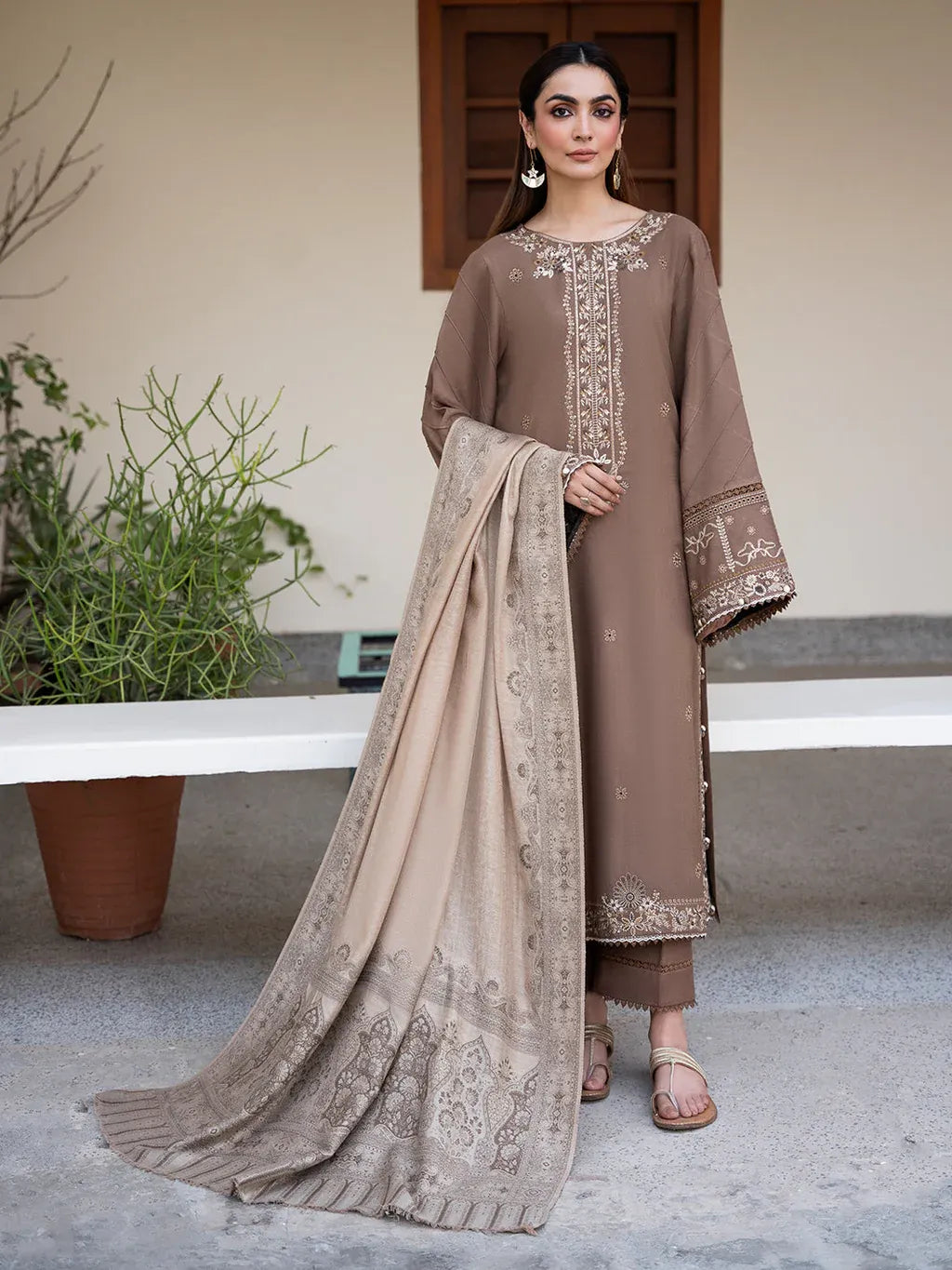 IZEL-3PC LAWN EMBROIDERED SHIRT WITH CHIFFON PRINTED DUPATTA & TROUSER-RP-4680