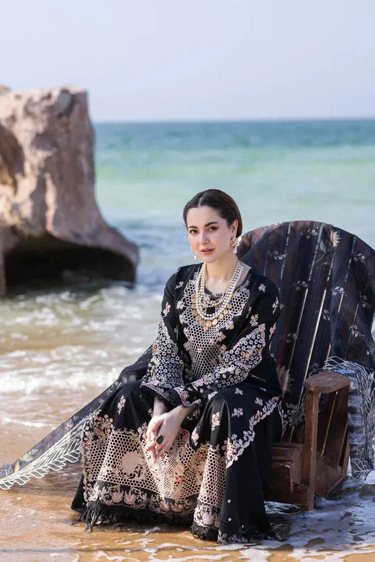 QALAMQAR-3PC LAWN EMBROIDERED SHIRT WITH CHIFFOON EMBROIDERED PRINT DUPATTA AND EMB TROUSER-RP-4620