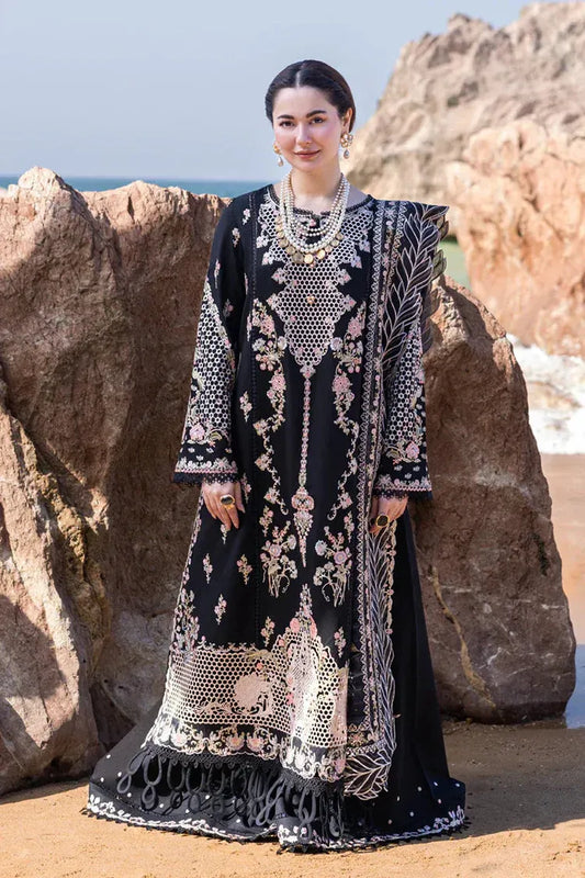 QALAMQAR-3PC LAWN EMBROIDERED SHIRT WITH CHIFFOON EMBROIDERED PRINT DUPATTA AND EMB TROUSER-RP-4620