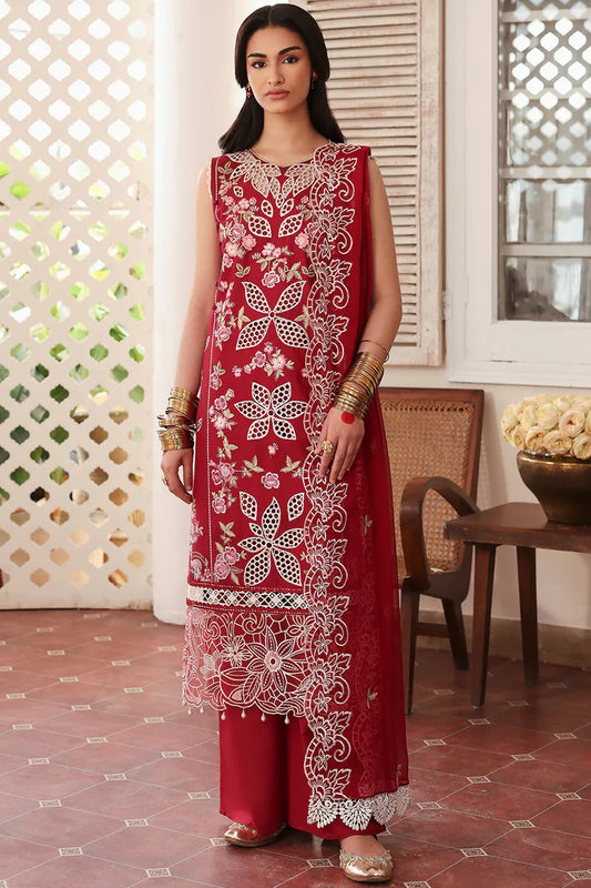 MAHNUR-3PC LAWN EMBROIDERED SHIRT WITH KHADDI NET EMBROIDERED DUPATTA AND TROUSER-RP-4537