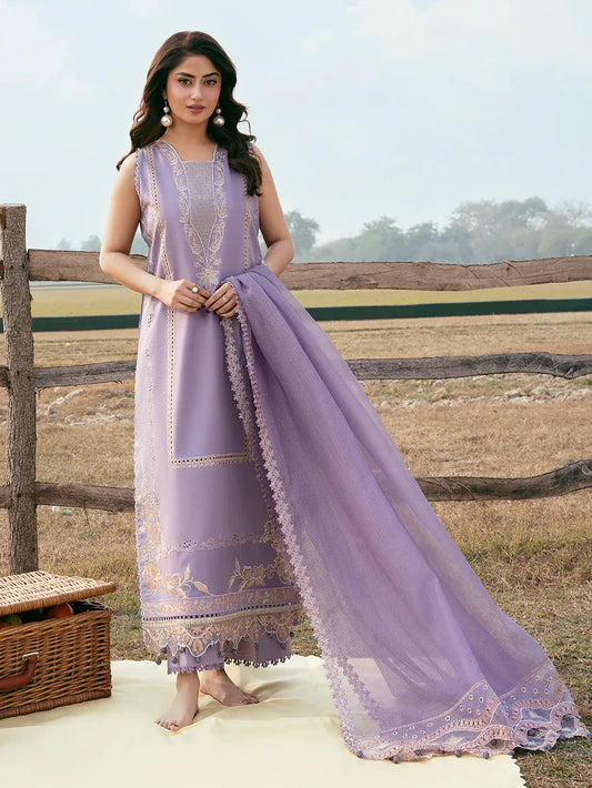 IZEL-3PC LAWN EMBROIDERED SHIRT WITH ORGANZA EMBROIDERED DUPATTA AND TROUSER-RP-4842