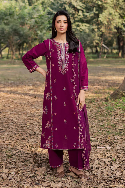 BATIK-3PIECE LAWN SEQUIN EMBROIDERED SHIRT WITH CHIFFON EMBROIDERED DUPATTA AND TROUSER-RP-4857