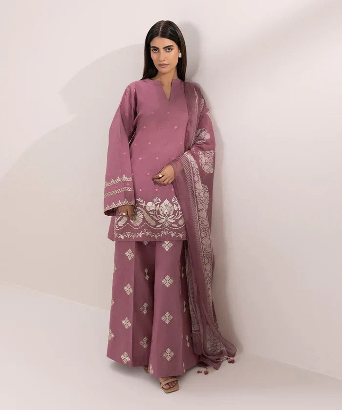 SAPPHIRE LAWN 3PC - LAWN EMB SHIRT WITH MONARK PRINTED DUPATTA AND LAWN EMB TROUSER | RP-3620