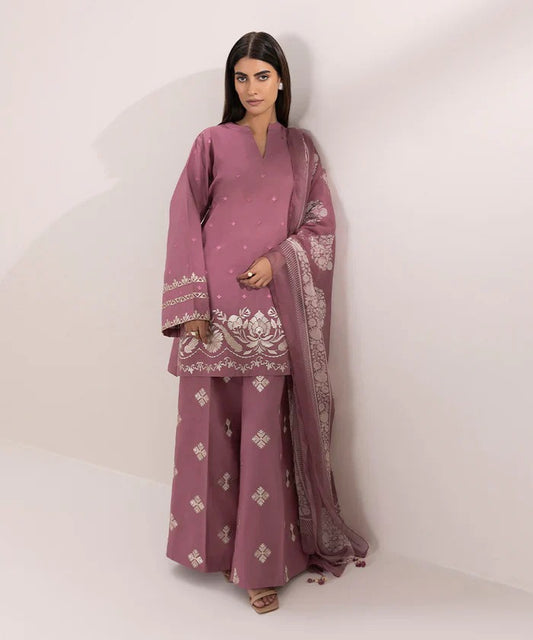 SAPPHIRE LAWN 3PC - LAWN EMB SHIRT WITH MONARK PRINTED DUPATTA AND LAWN EMB TROUSER | RP-3620