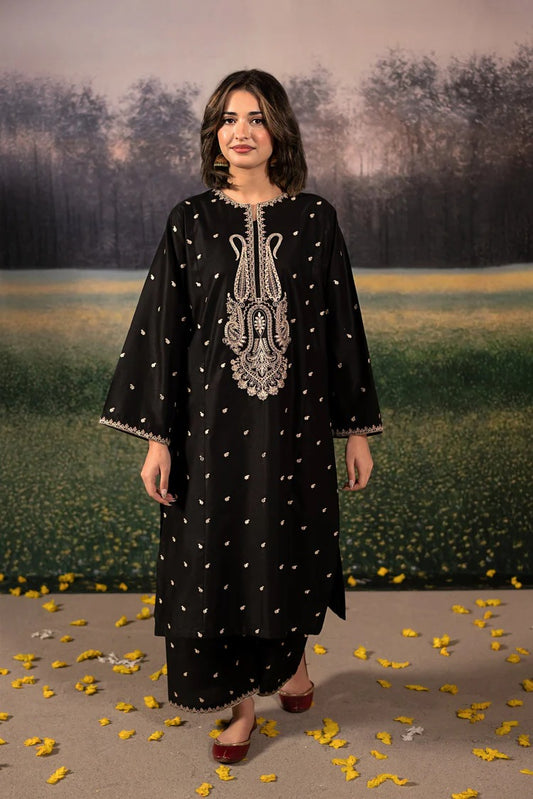 URGE-3PC DHANAK EMBROIDERED SHIRT WITH COUTRAI PRINTED SHAWL & DHANAK EMB TOUSER-4154