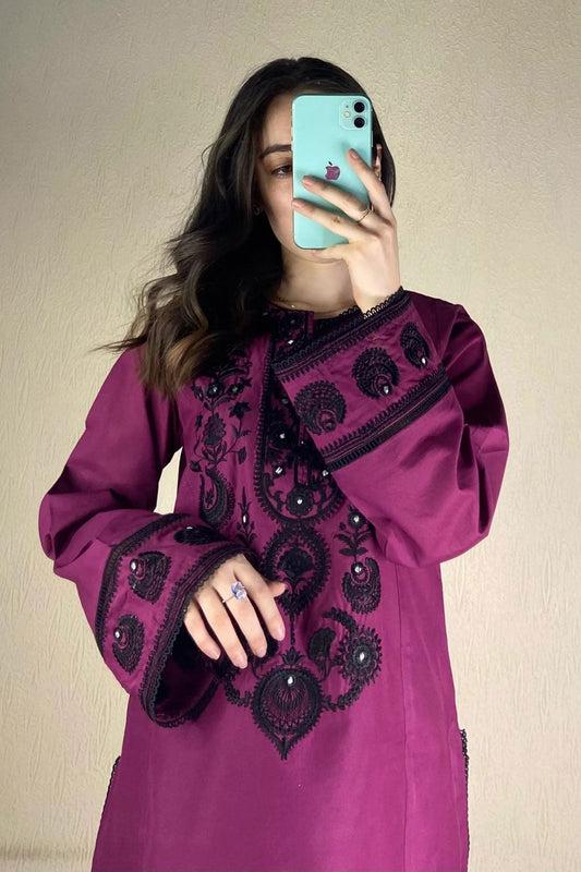 BRANDSINN-3PC DHANAK EMBROIDERED SHIRT WITH CHIFFON DUPATTA AND EMB TROUSER BIC-4168