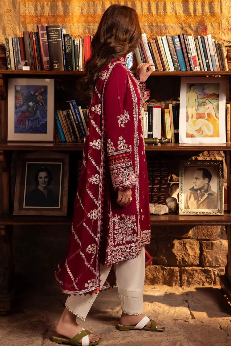 ZAHA- 3PC DHANAK EMBROIDERED SHIRT WITH BAMBER CHIFFON EMBROIDRED DUPATTA-BIC-4067