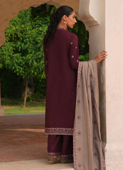 IMAGE-3PC DHANAK EMBROIDERED SHIRT DHANAK EMBROIDERED SHAWL AND TROUSER-RP135