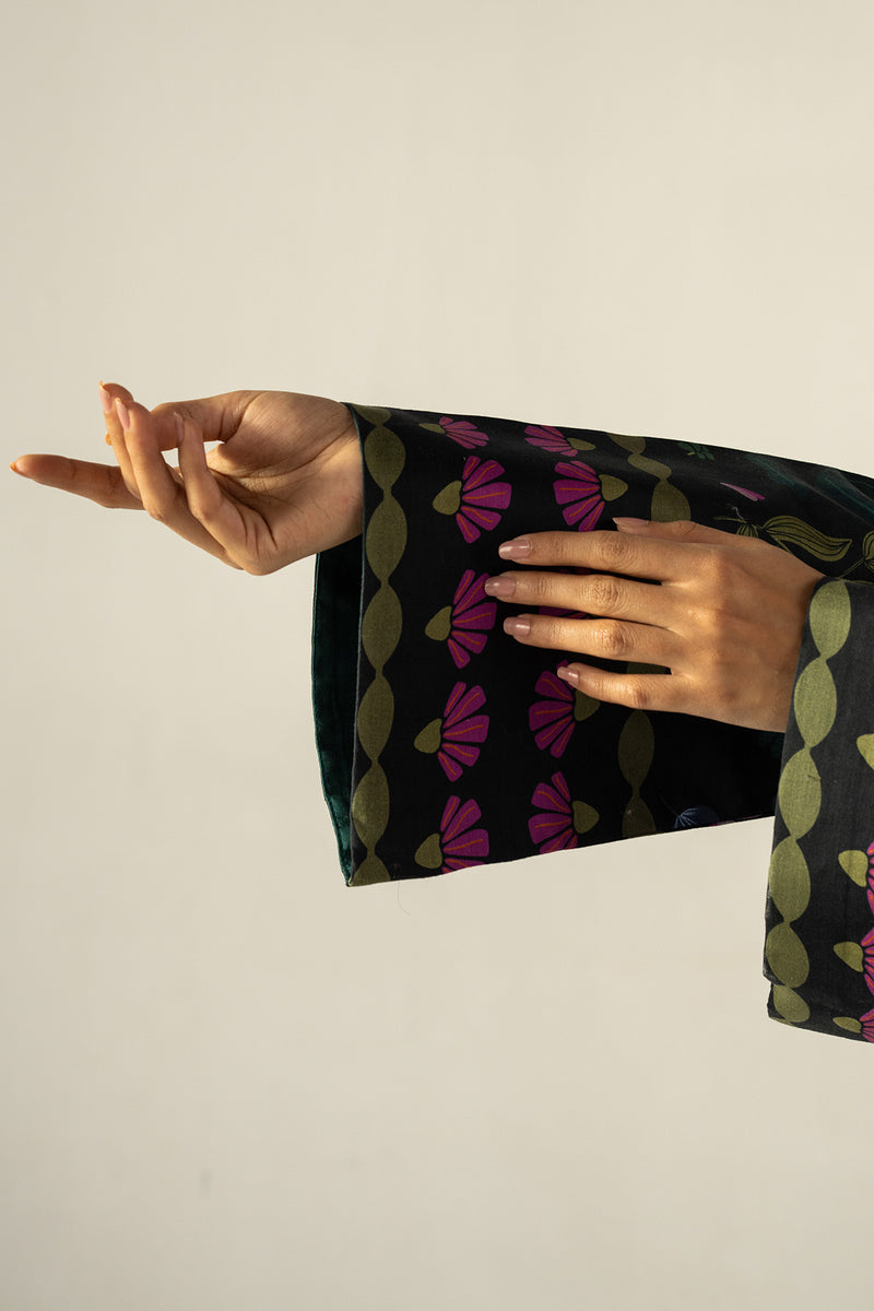 AFROZEH-2PC SHAMOZE SILK PRINTED SHIRT WITH SHAMOZE SILK PRINTED TROUSER-BIC-