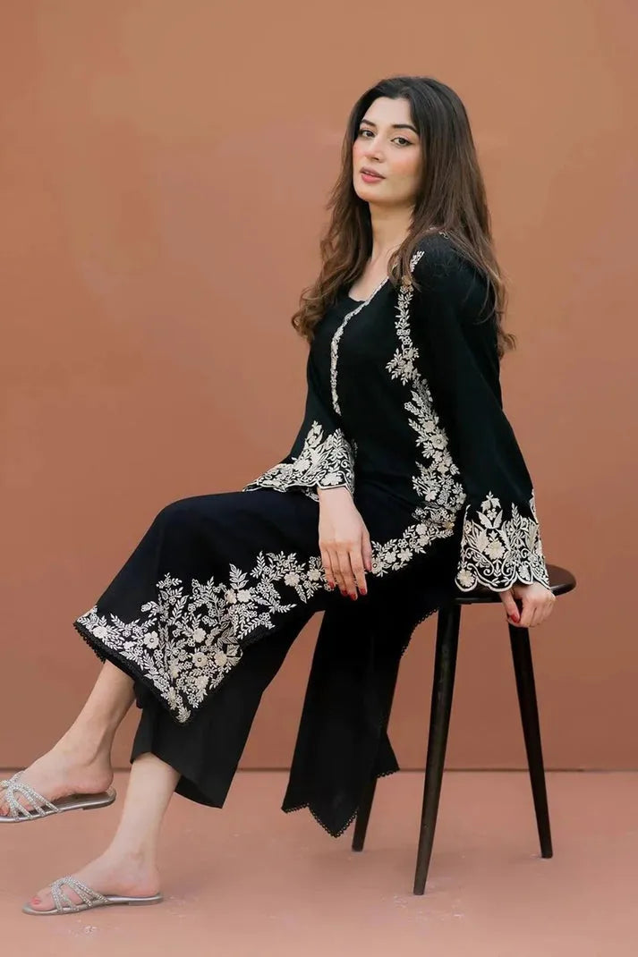 LAJWANTI - 2PC DHANAK EMBROIDERED SHIRT WITH TROUSER-RP-3319