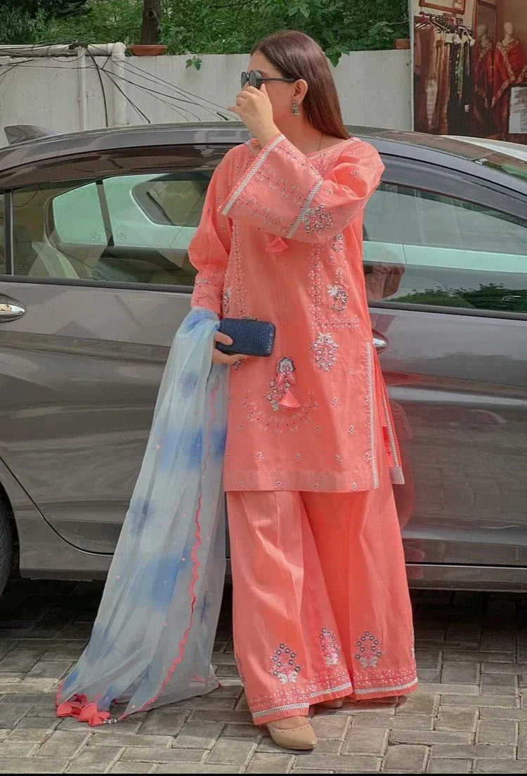 RANG RASIYA-3PC LAWN EMBROIDERED SHIRT WITH CHIFFON PRINTED DUPATTA & EMB TROUSER-RP-4539