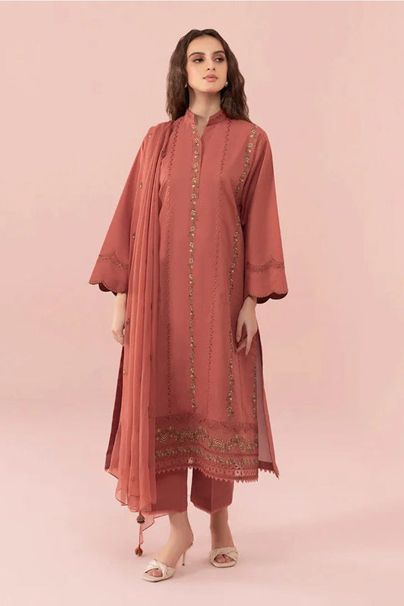 SAPPHIRE-3PC DHANAK EMBROIDERED SHIRT WITH BAMBER CHIFFON EMBROIDERED DUPATTA-BIC-4131