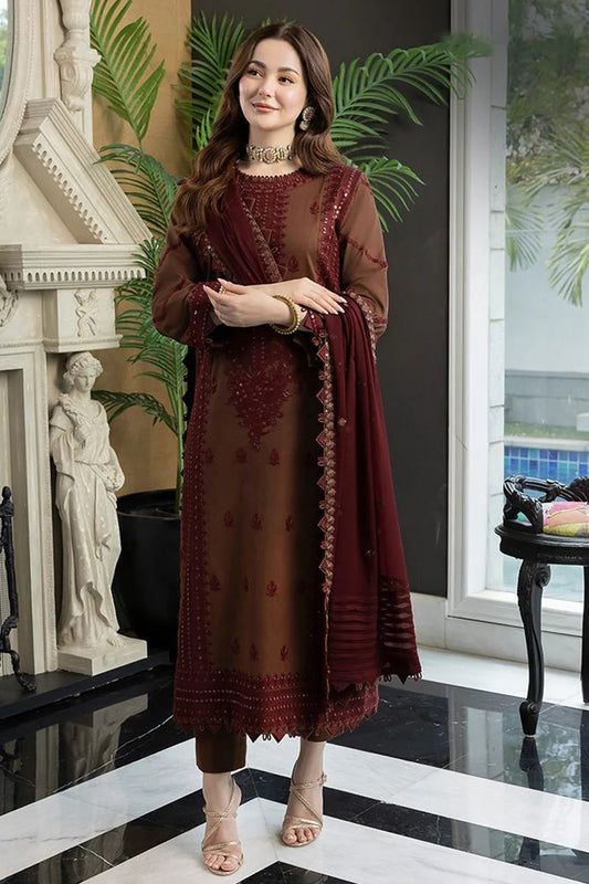 ASIM JOFA LAWN 3PC - LAWN EMB SHIRT WITH BAMBER CHIFFON EMB DUPATTA AND LAWN DYED TROUSER | RP-3647