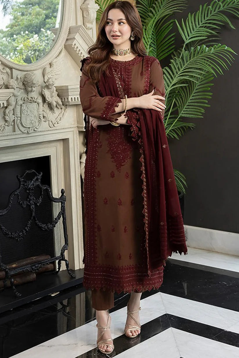 ASIM JOFA LAWN 3PC - LAWN EMB SHIRT WITH BAMBER CHIFFON EMB DUPATTA AND LAWN DYED TROUSER | RP-3647