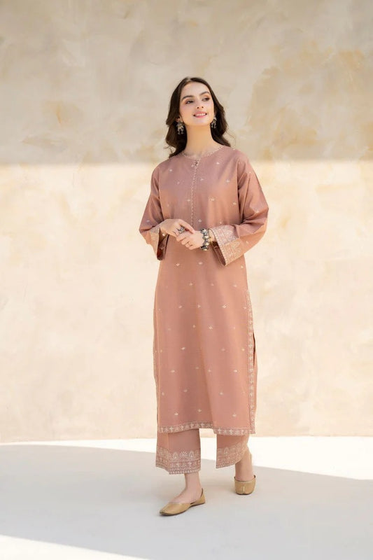 JAZMIN-2PC DHANAK EMBROIDERED SHIRT WITH DHANAK EMBROIDRED TROUSER-BIC-117