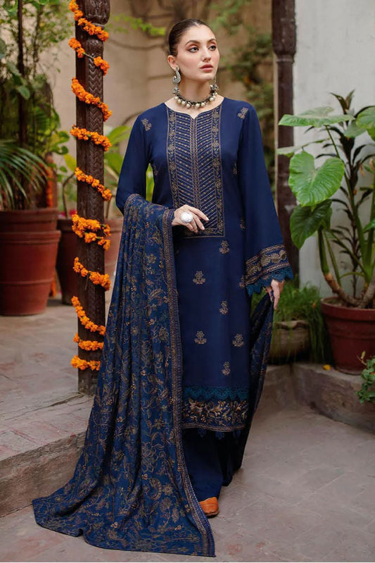 BAREEZE - 3PC DHANAK EMBROIDERED SHIRT WITH DHANAK EMBROIDERED SHAWL AND TROUSER -RP-3119