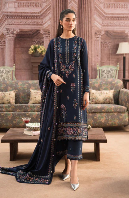 SERAN-3PC DHANAK EMBROIDERED SHIRT WITH DHANAK EMBROIDERD SHAWL-RP-3127