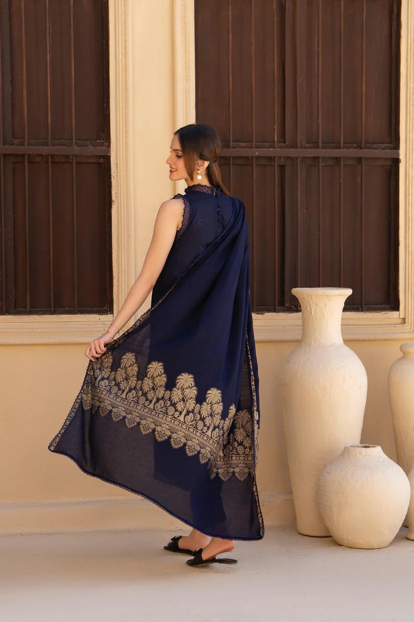 MIRAKHI LAWN 3PC - LAWN CHIKANKARI EMB SHIRT WITH JACQUARD LAWN DUPATTA AND LAWN DYED TROUSER | RP-5300