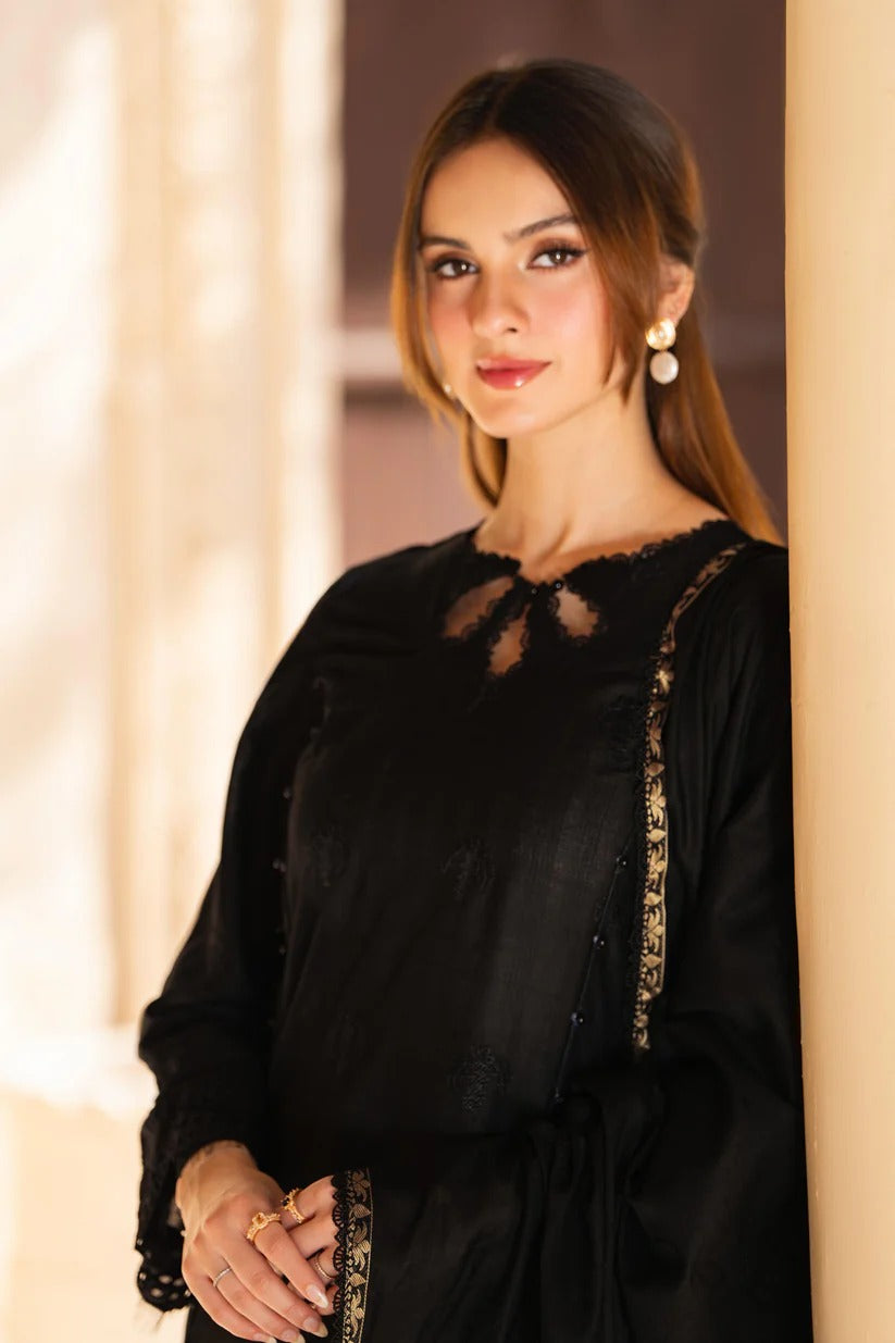 MIRAKHI LAWN 3PC - LAWN CHIKANKARI EMB SHIRT WITH JACQUARD LAWN DUPATTA AND LAWN DYED TROUSER | RP-5200